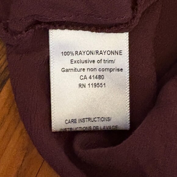 Gentle Fawn Top - Burgundy -  Large - Picture 5 of 5